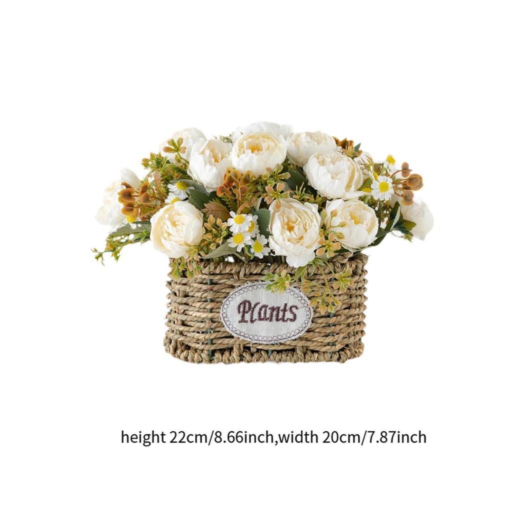 Elegant Artificial Flower Garland Basket Ornament for Wedding Home Decoration Spring Summer Supplies