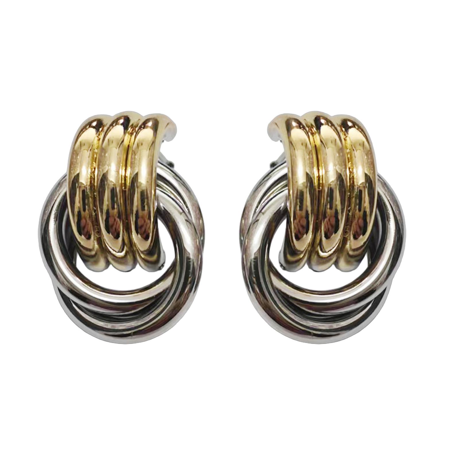 

Elegant Geometric Drop Earrings Chic Gold Silver Knot Earrings with a Geometric Long Link Design for Women Girls A