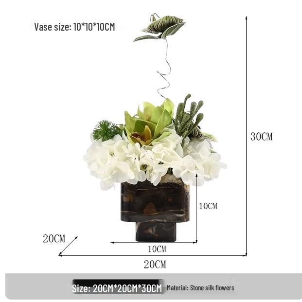 Minimalist Marble Faux Floral Art Decor for Living Room, Office, or Showroom