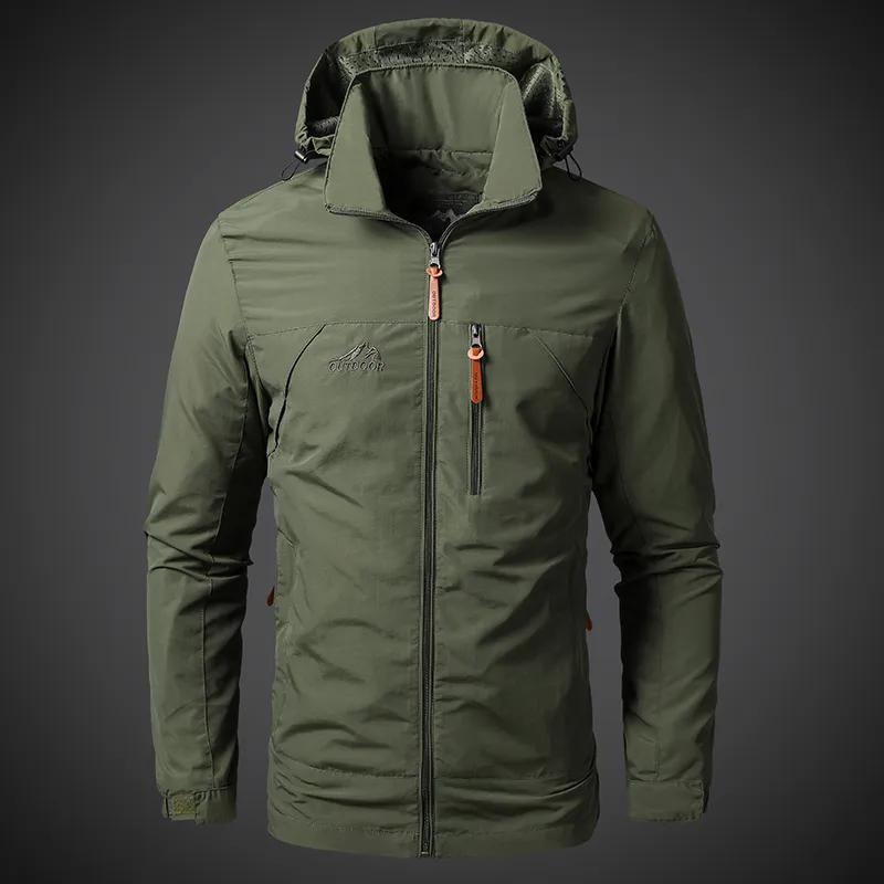 Mens Windbreaker Jackets Waterproof Military Hooded Coat Male New Combat Jackets Men Autumn Outdoor Hiking Biking Bomber Outwear