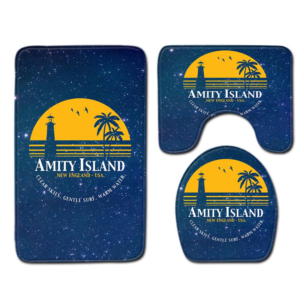 Gradual Change Pattern Toilet Floor Mat Three-Piece Bathroom Three-Piece Carpet Door Mat