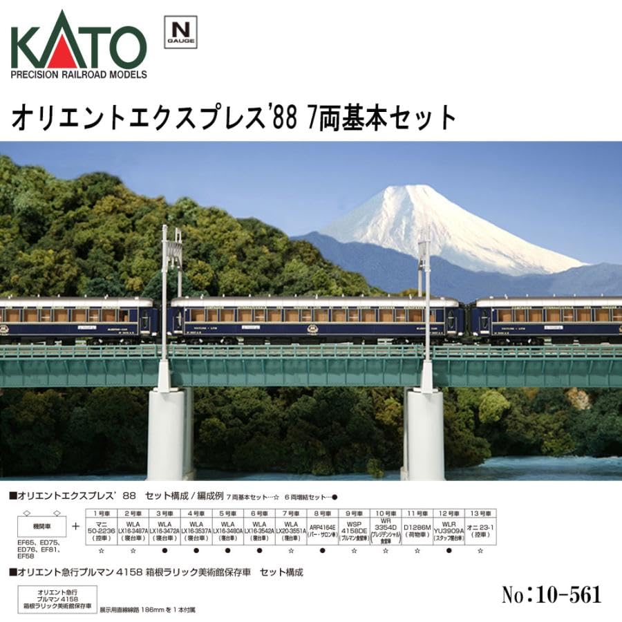 N-Spur KATO Orient-Express Basis-Set für Modelleisenbahn KATO Nr. 10-561 '88 7-teilig (Europa Japan)