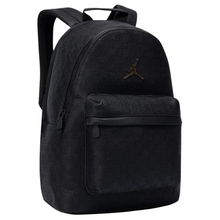 Jordan Large Capacity Monogram Series PU Backpack Regular Unisex Couple Unisex backpack Black HV1621-010