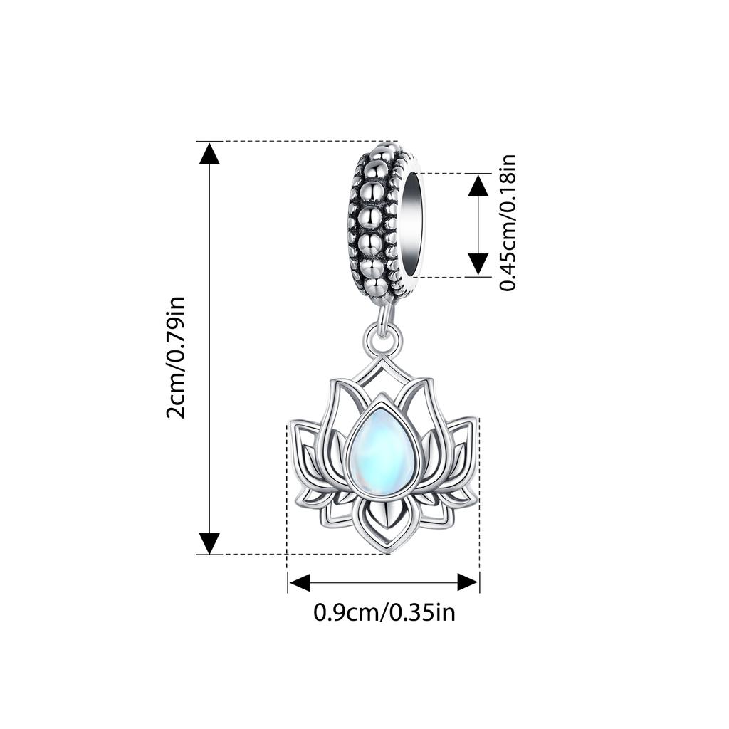 BAMOER 925 Silver Lotus Tassel Silicone Beads Pink Link Chain Charm for Women Bracelet DIY Jewelry Accessories