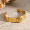 18K Gold Plated Wide Band Open Cuff Bracelet with Exaggerated Round Ball Design