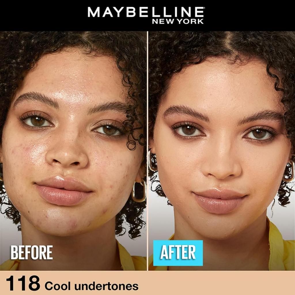 Maybelline New York Fit Me Matte Poreless Foundation 118 Light Beige 30ml Oil Control SPF 22 Natural Matte Finish Liquid Makeup