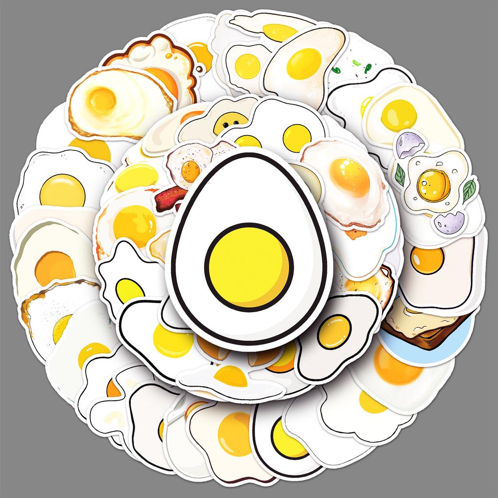 50 Eier Kritzelaufkleber Personalisierte Cartoon Niedliche Lebensmitteldekoration Handyhülle Koffer Wasserbecher Aufkleber