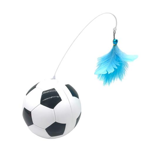 

Soccer Tumbler Cat Teaser Toy Interactive Automatic Indoor Feather Kitten Teaser Wand Tumbler Food Feeder Entertainment Toy Pet Supplies чорний білий колір