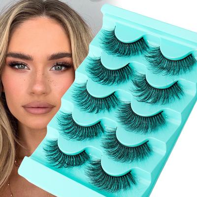 High Imitation Mink Hair False Eyelashes 5 Pairs Daily Makeup Thick Curled Eyelashes