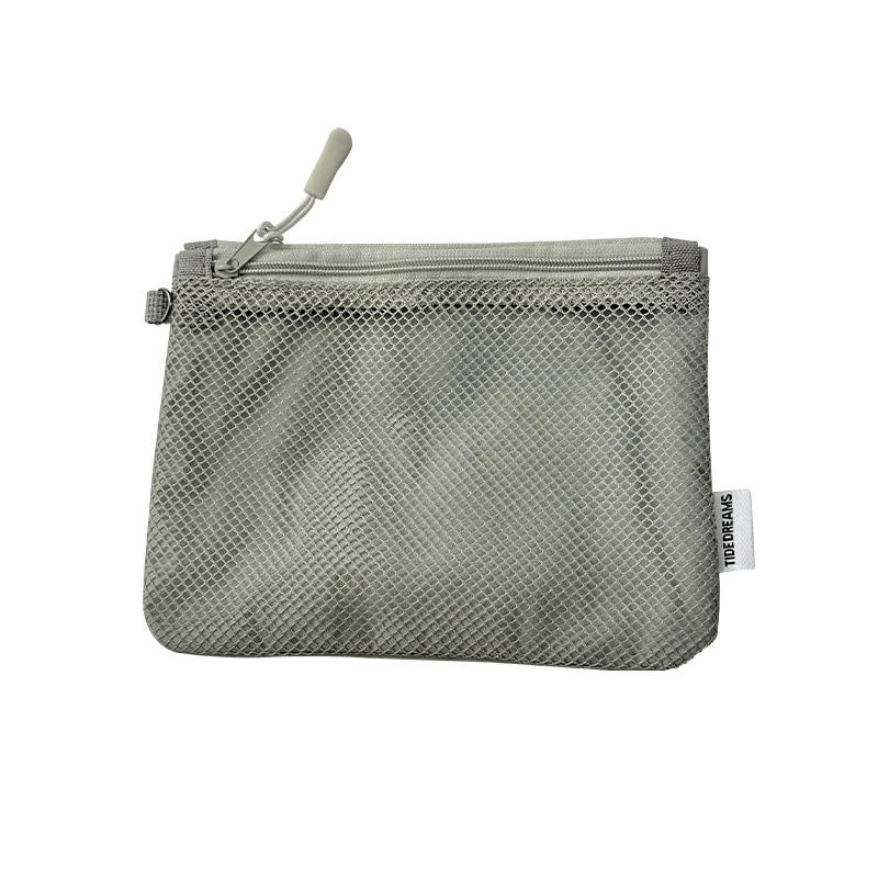 Double Zipper Mesh Storage Bag Double-layer Space Saving Portable Coin Purse Square Visible Travel Cosmetic Organizer Women