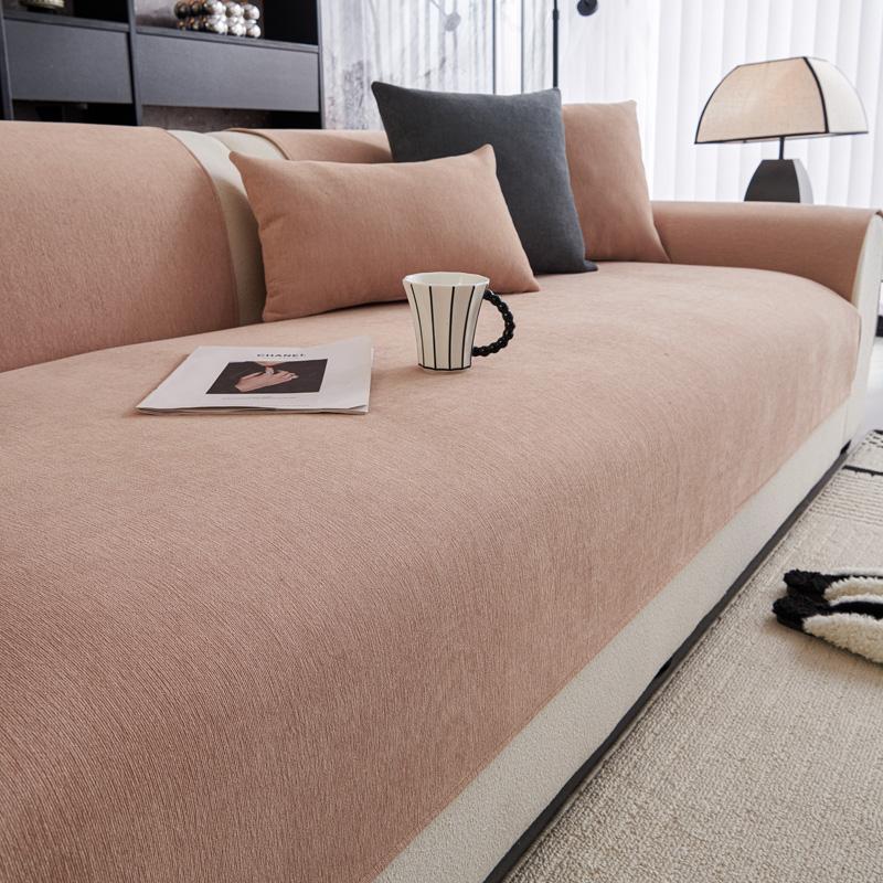 Chenille Sofa Mat Four Season Universal Solid Color Chaise Longue Couch Cushion Cover L Shape Sofa Slipcover Living Room Home