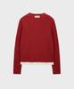 NOIRER FOR WOMAN Layered Henley Neck Signature Cable Knit (Red)