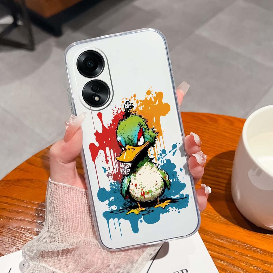 Carcasă nouă pentru Oppo A58 A57 A57S A57e A77 A77S A78 A79 A98 A38 A2 F23 K11 4G 5G Model animal drăguț din silicon transparent anti-alunecare Carcasă durabilă pentru Oppo Capa