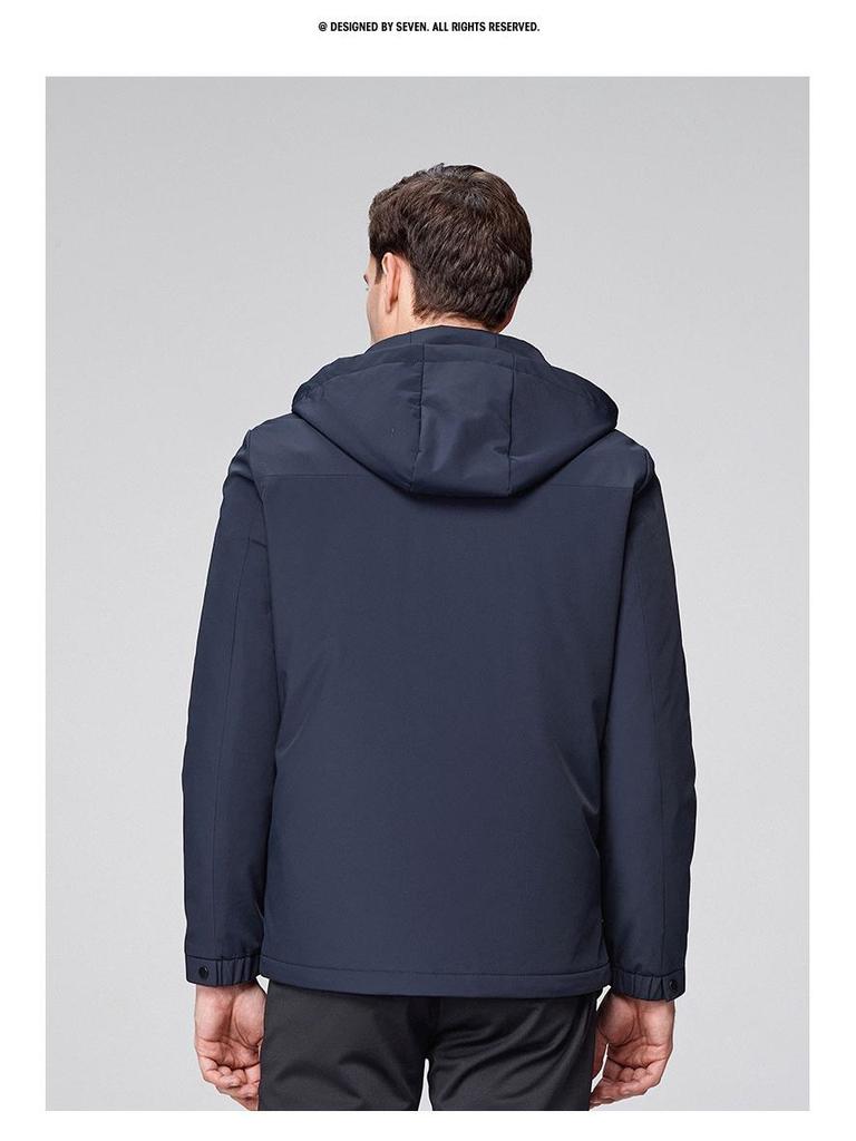 Men's Hooded Winter White Duck Down Jacket - Warm Middle-aged Business Outerwear