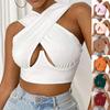 Women's Crisscross Cut Out Vest  Wrap  Solid Cami Tank Tops