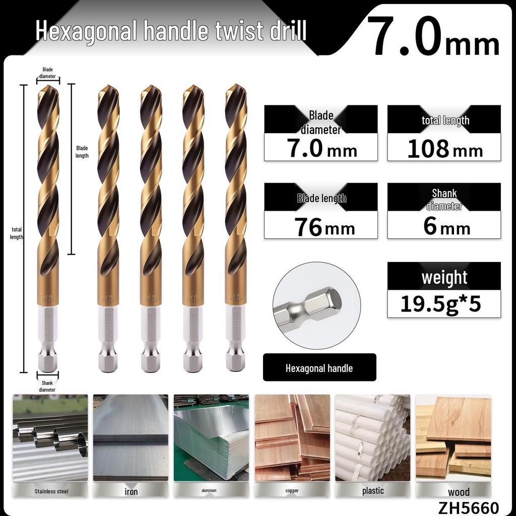 High Hardness Alloy Cobalt Hex Shank Twist Drill Set for Stainless Steel
