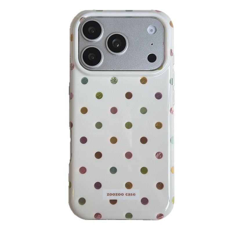 Beige Background with Colorful Polka Dots Phone Case for iPhone 17 Pro Max, 16 Pro, and 15 Pro Double Layer Protection