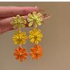 Bohemian Colorful Flower Raffia Woven Earrings Light Luxury High-end Fringed Earrings Jewelry