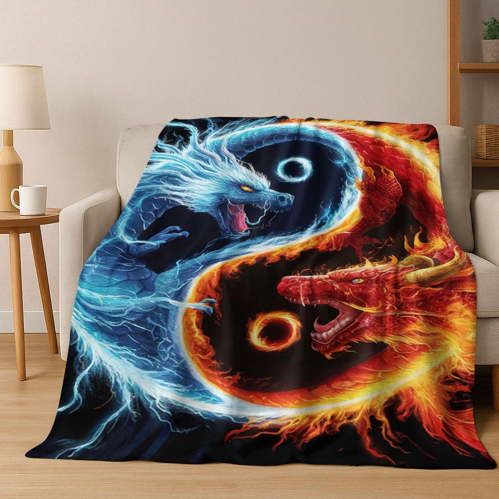 Nature Balance Yin Yang Tai Chi Black White Energy Flannel Blanket,Cozy Soft Throw Blanket for Home Bedroom Bed Sofa Cover Gift