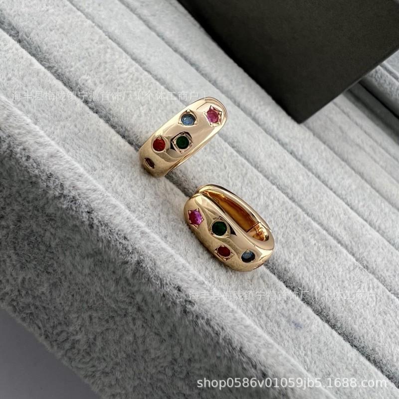 V Gold High Polished Earrings Color Gemstone Jewelry Women