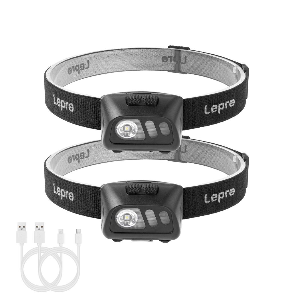 Lepro Headlight, Rechargeable LED Headlamp, Waterproof, with Sensor, Bright LED Headlight [White & Red Light5 Lighting Modes20 Hours of Practical