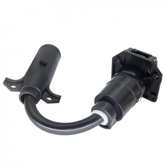 7 Way Round Pin Truck To 7 Way Blade RV Trailer Adapter Wiring Plug Converter .