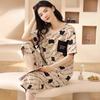 Pajamas Women's Summer, New Spring and Summer Short-sleeved Cute Loose Cropped Pants Loungewear Two-piece Set Summer