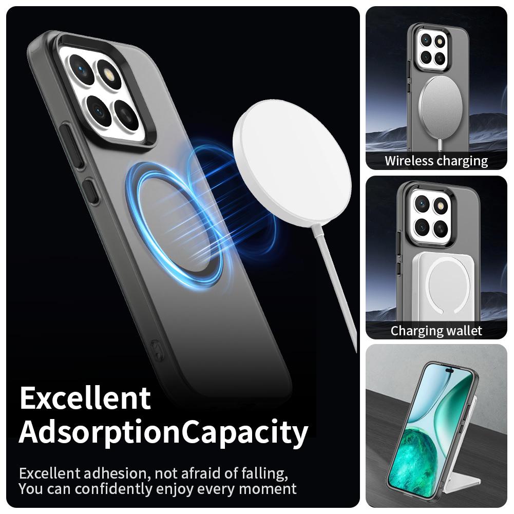 Magnetické bezdrátové nabíjecí pouzdro pro Honor X8c Kryt Cukrové barvy Průhledný zadní kryt Coque