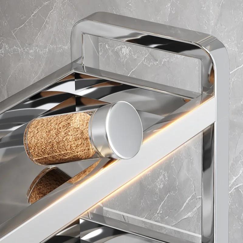 Stainless Steel Kitchen Storage Rack Seasoning Chopsticks Shelf Organizer Household Knife Jar Multifunctional Organizer