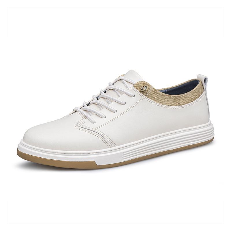 Men's Trendy Low-Top Skate Shoes: Korean Style Casual, Fashionable, Breathable Sneakers in White.