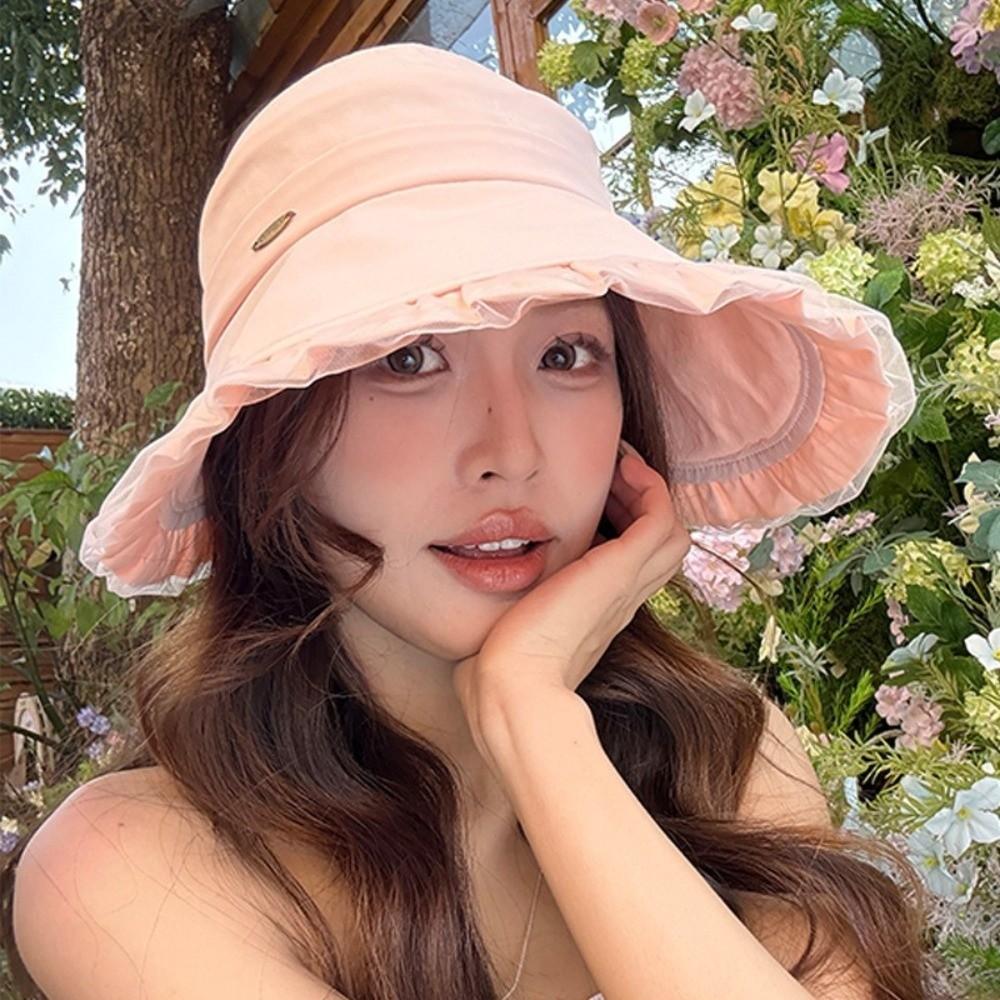 UV Protection Outdoor Bucket Hat Wide Brim Beach Hat Women's Sun Visor Hats  Casual Wear