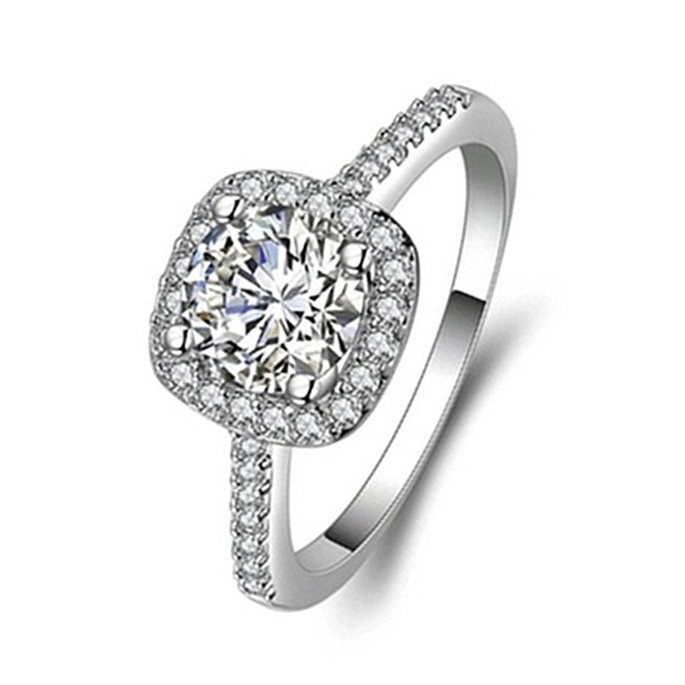 

Engagement Wedding Rings for Women Fashion Metal Inlaid White Zircon Stones Bridal Ring Jewelry 7 белый