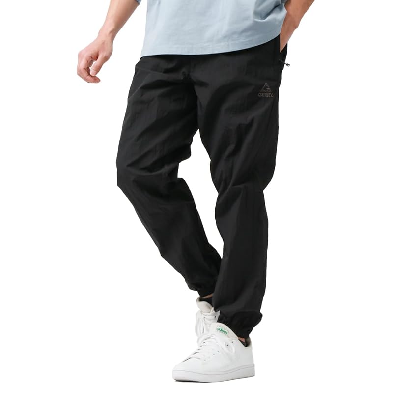 

[Jerry] easy pants men s One point logo embroidery Cool touch sensation UV cut jogger pants bottoms sports training outdoor black L