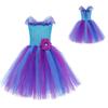 Kids Girls Flower Fairy Mesh Tutu Dress Headwear Wings Set Children Halloween Cosplay Costumes Child Pretend Princess Party Role Play Outfit