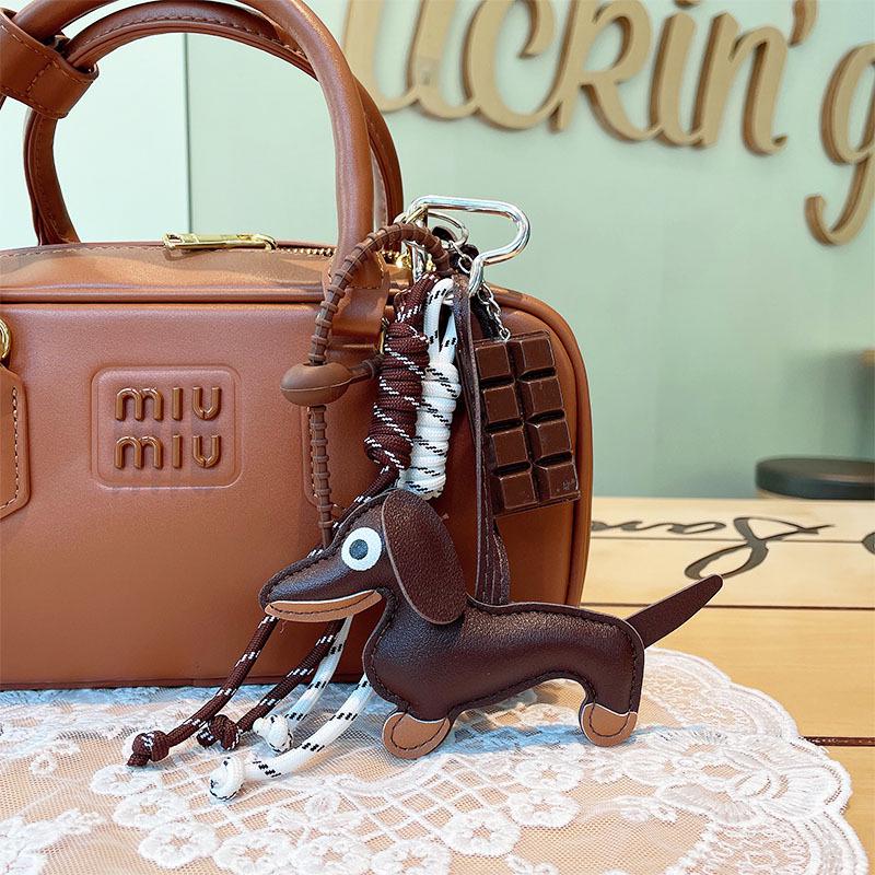 Retro Taxvalp Nyckelring med Miu-stil Chokladflätad Repsnodd