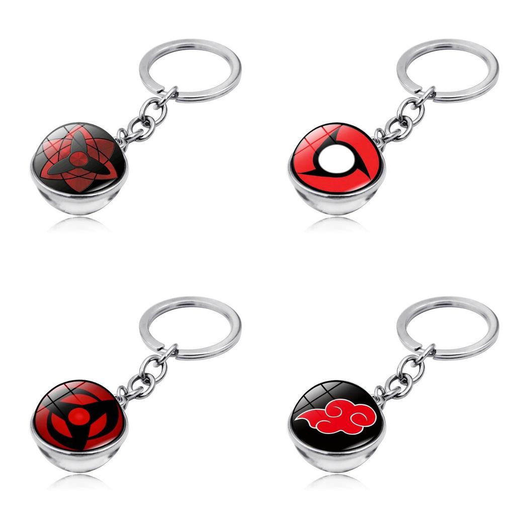 Naruto Sharingan Keychain With Glass Sphere Pendant For Anime Fans
