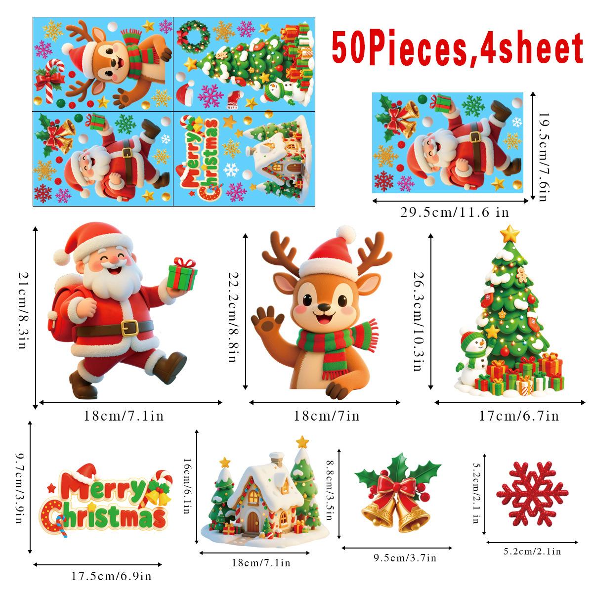 

Christmas Window Door Stickers Decorations Santa Claus Snowman Reindeer Snowflake Christmas Tree Stickers Home Window Decoration