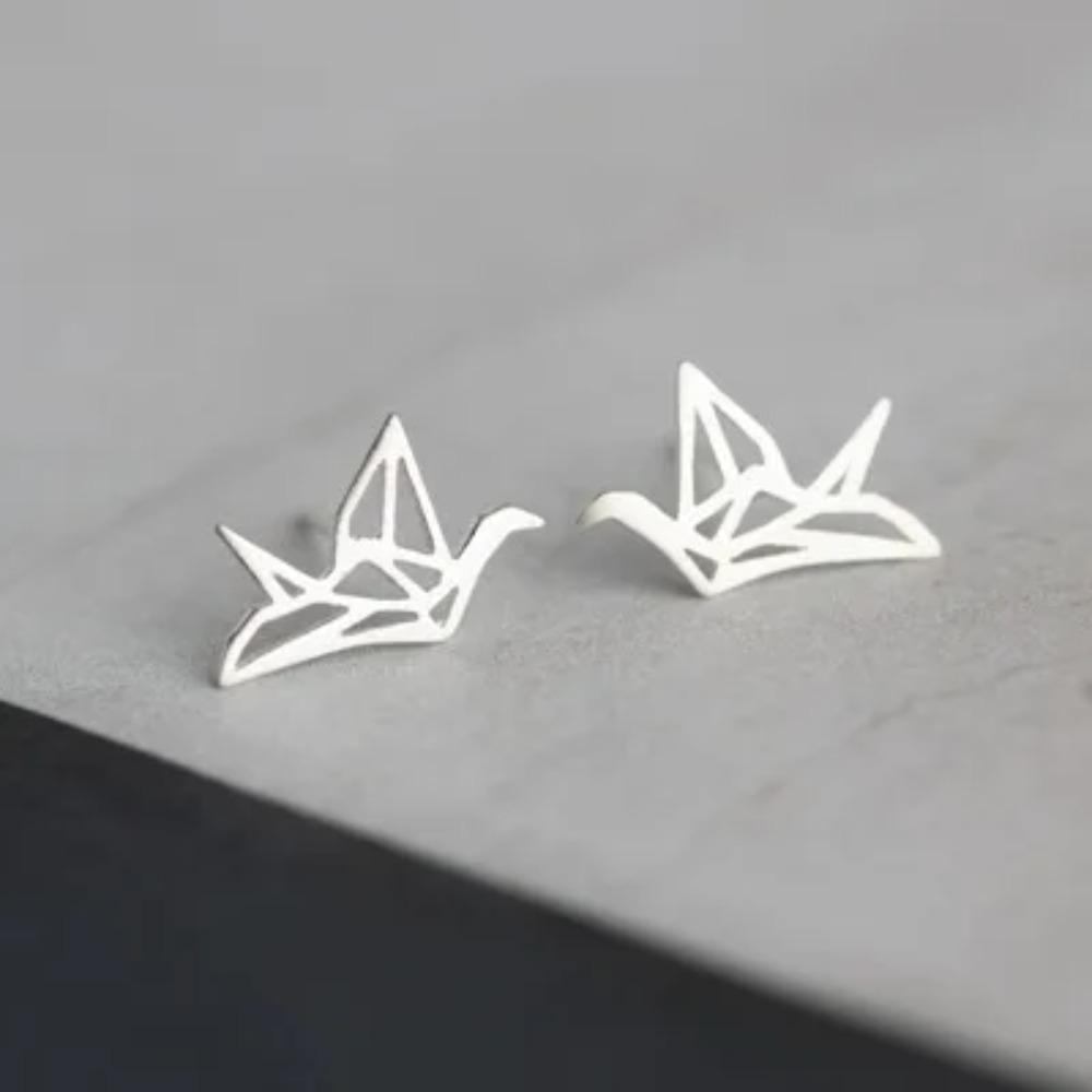 Silver Plated Korean Style Stud Earrings for Women Creative Ear Hole Design Allergy Free Fine Jewelry Accessories