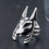 Retro Anubis Large Ring For Men Silver Color Punk Gothic Rock Hiphop Open Ring Handmade Designer  Biker Accessories Gift
