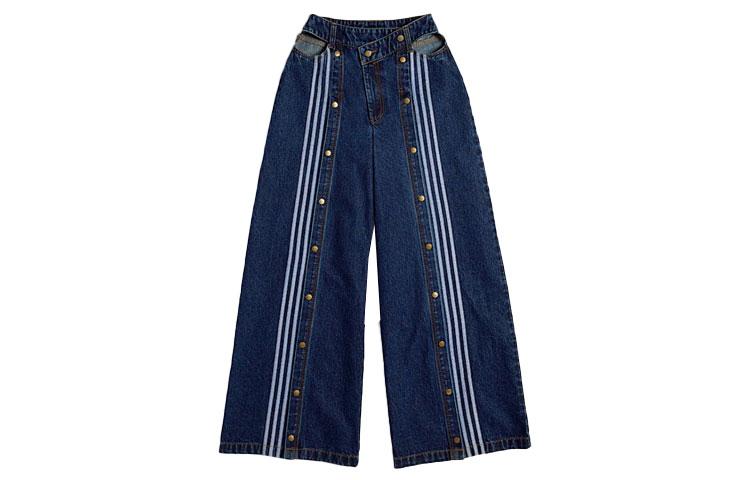 Adidas Ivy Park Women s Denim Wide Leg Snap Pants Dark Denim H61716 XS
