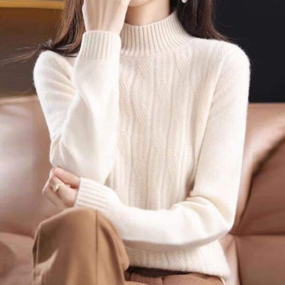 Navava Women Nk3570 Daily Cable Knit Sweater
