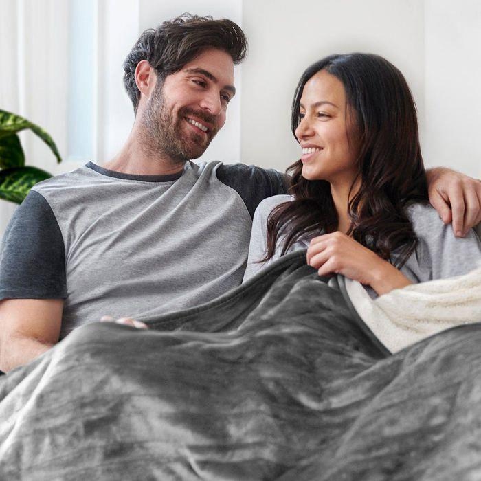 Couverture Chauffante Electrique - COSI HOME - Plaid Double XXL 200x150cm - Micro-polaire - Sherpa - Gris