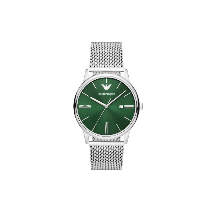 

EMPORIO ARMANI Three-Hand Date Stainless Steel Mesh Watch AR11578 Green Dial