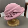 French Romantic Foreign Style Top Hat Female Autumn and Winter British Retro Hepburn Style Elegant Versatile Small Basin Hat Wool Beret