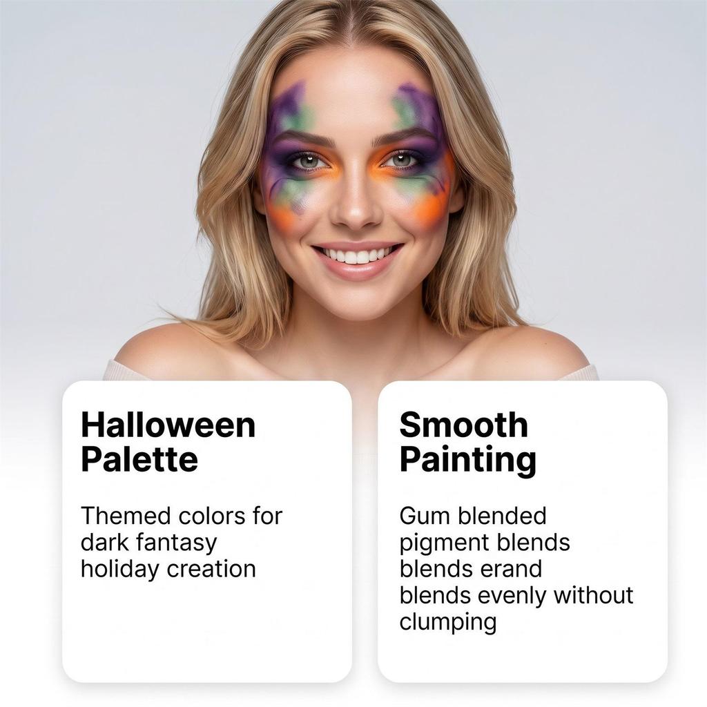 Multi-Color Halloween Face & Body Paint Set - Adult DIY Festival Makeup