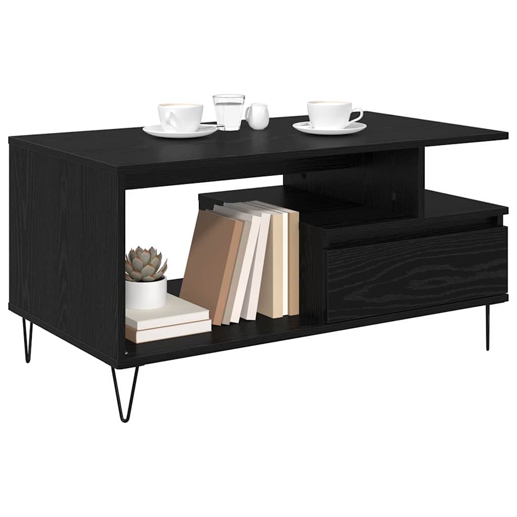 Coffee Table Black Oak Look 90 x 49 x 45 cm Wood Based Material