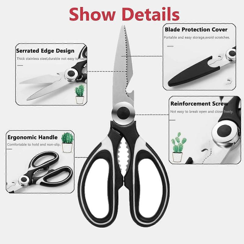 Kitchen Scissors, 2PCS Heavy Duty Kitchen Scissors, Scissor for Kitchen Use,Stainless Steel Poultry, Fish, Meat, Vegetables