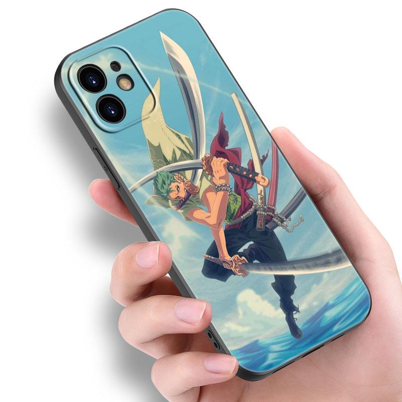 Anime Roronoa Zoro Handyhülle für Apple iPhone 14 13 12 Mini 11 Pro Max 7 8 XR X XS 7 8 Plus SE 2020 2022 Schwarze Softcover