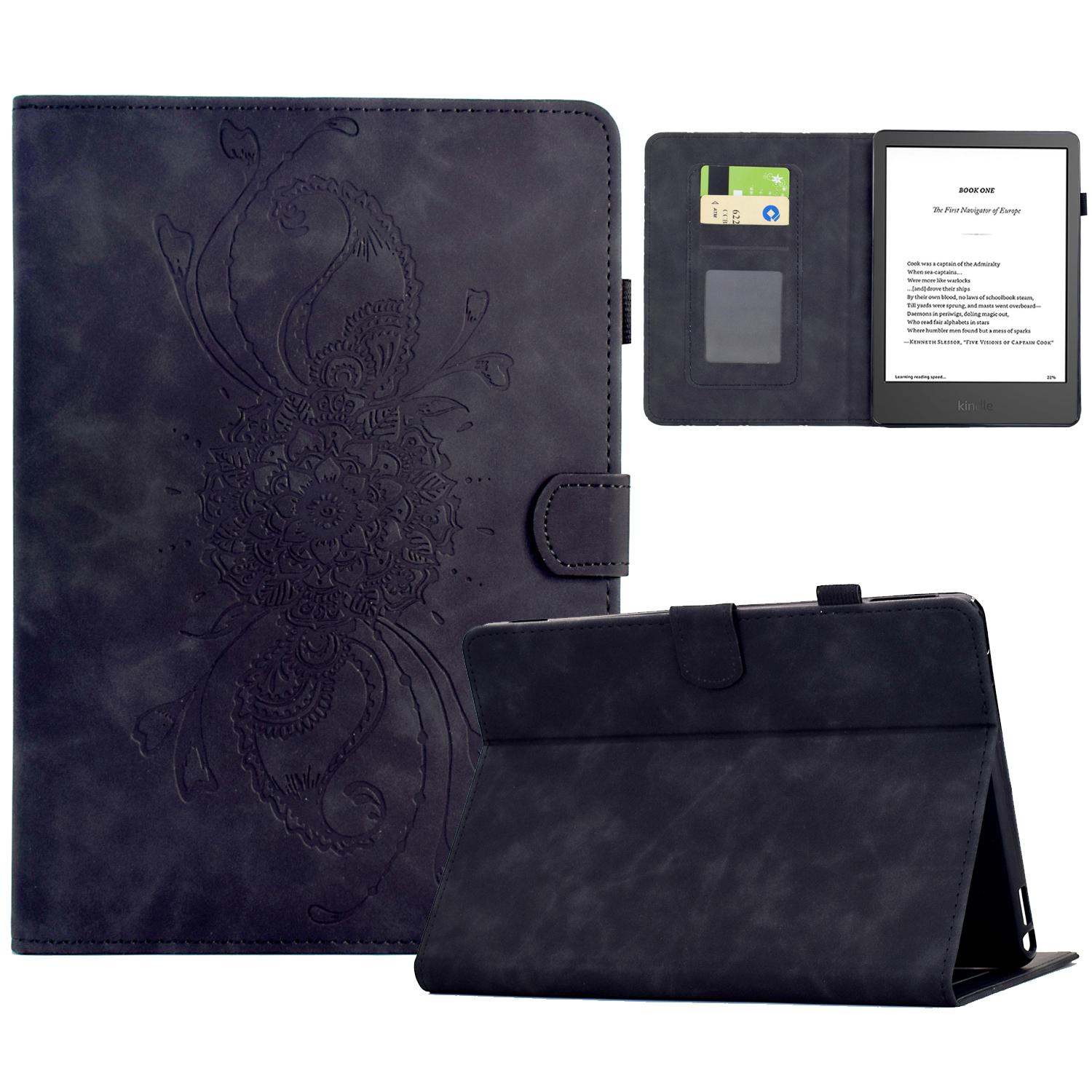 

For Amazon Kindle 11th (2024)/6 (2022) Case Mandala Imprinted Leather Tablet Cover with Card Slots F