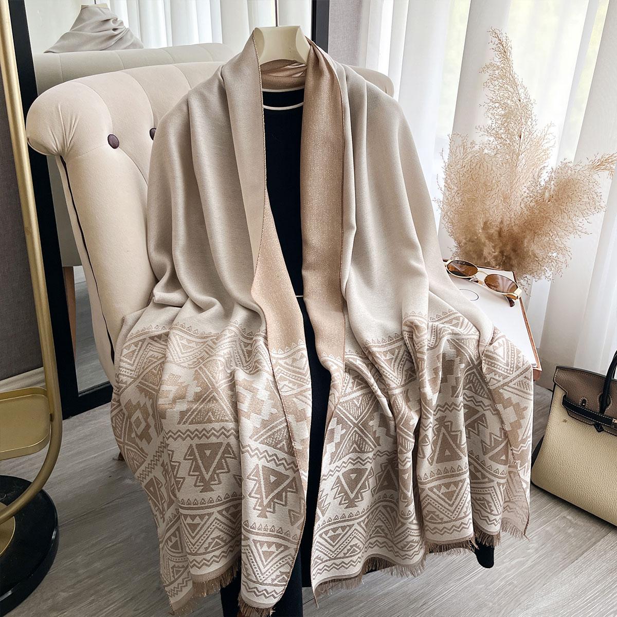 

Elegant Muslim Ladies Hijab Long Scarf With Golden Thread Spring Autumn Sun Protection Decoration Shawl Wrap Headscarf